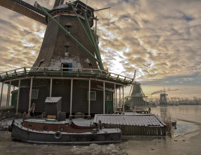 Dutch windmills winter